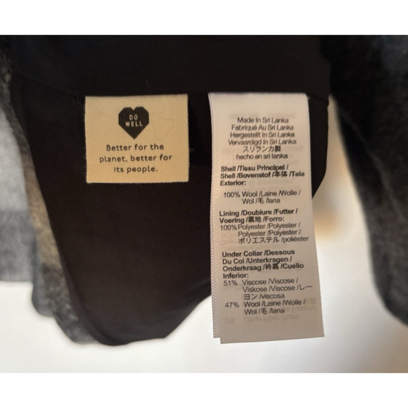 Madewell Dorset Blazer Jacket XL Plaid Check Buffalo Black White Wool Oversized - Picture 12 of 15